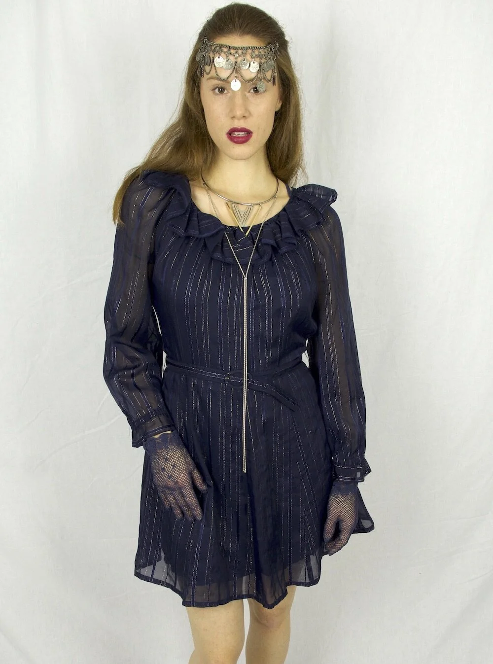 #23AW PRETTY VINTAGE BOHO BLUE DRESS