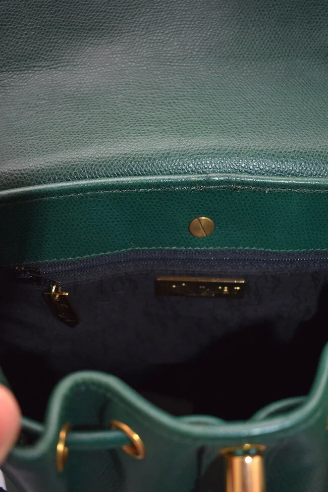 #43 VINTAGE YSL RACING GREEN BUCKET BAG