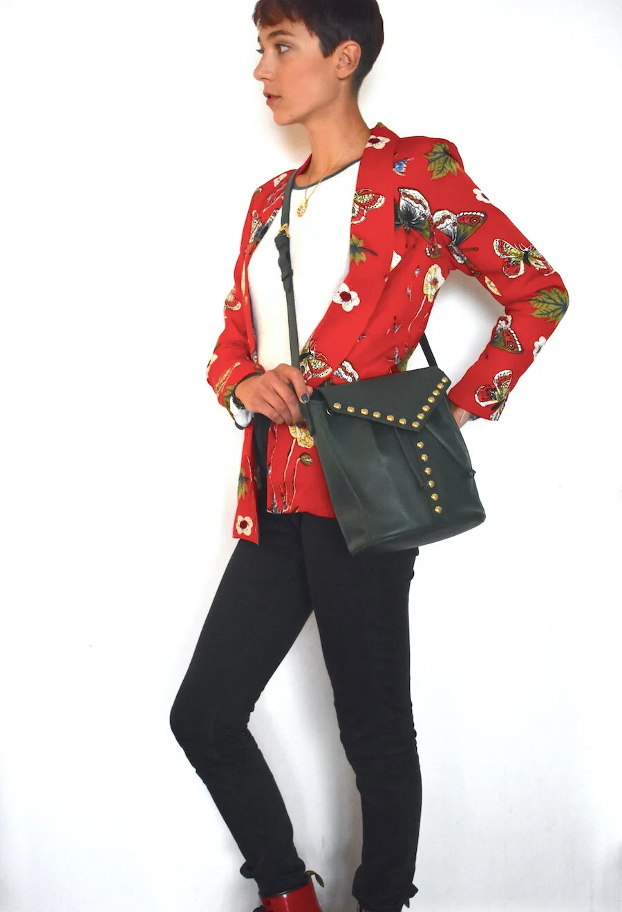 #43 VINTAGE YSL RACING GREEN BUCKET BAG