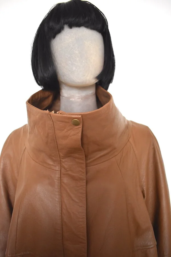 #21T KALEIDOSCOPE LEATHER JACKET IN CARAMEL BISCUIT COLOUR