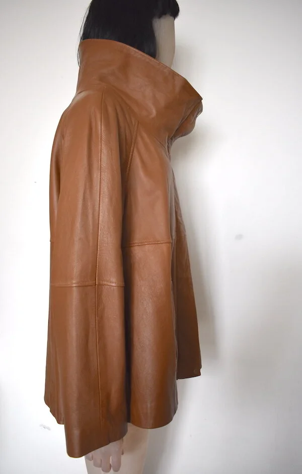 #21T KALEIDOSCOPE LEATHER JACKET IN CARAMEL BISCUIT COLOUR