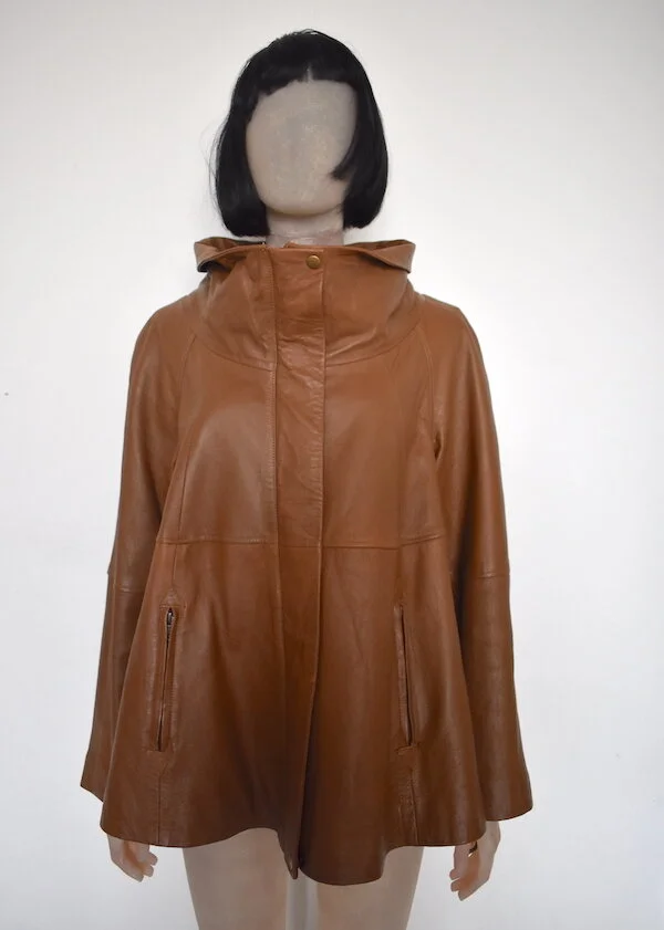 #21T KALEIDOSCOPE LEATHER JACKET IN CARAMEL BISCUIT COLOUR