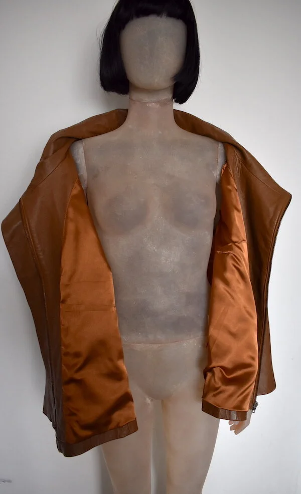 #21T KALEIDOSCOPE LEATHER JACKET IN CARAMEL BISCUIT COLOUR