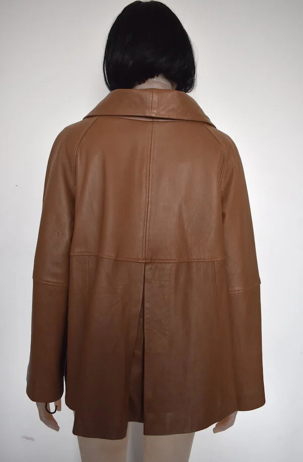 #21T KALEIDOSCOPE LEATHER JACKET IN CARAMEL BISCUIT COLOUR