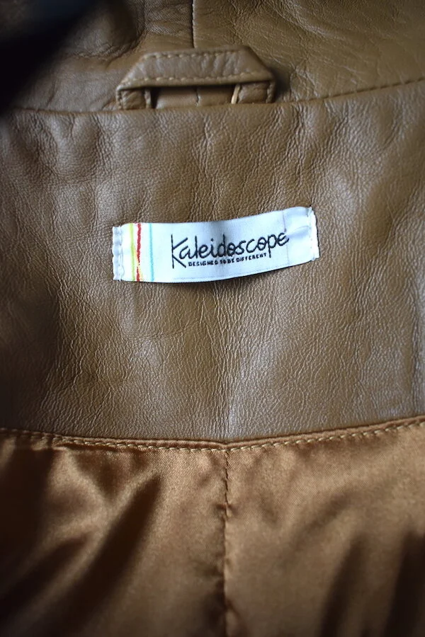 #21T KALEIDOSCOPE LEATHER JACKET IN CARAMEL BISCUIT COLOUR