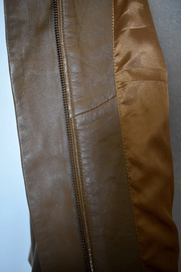 #21T KALEIDOSCOPE LEATHER JACKET IN CARAMEL BISCUIT COLOUR