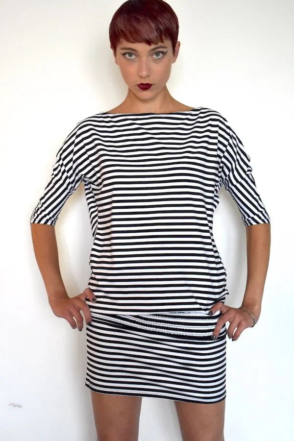 #4T STRIPED MONOCHROME DRESS