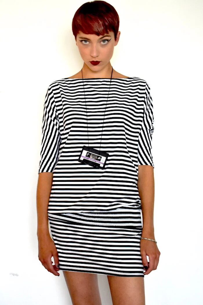 #4T STRIPED MONOCHROME DRESS