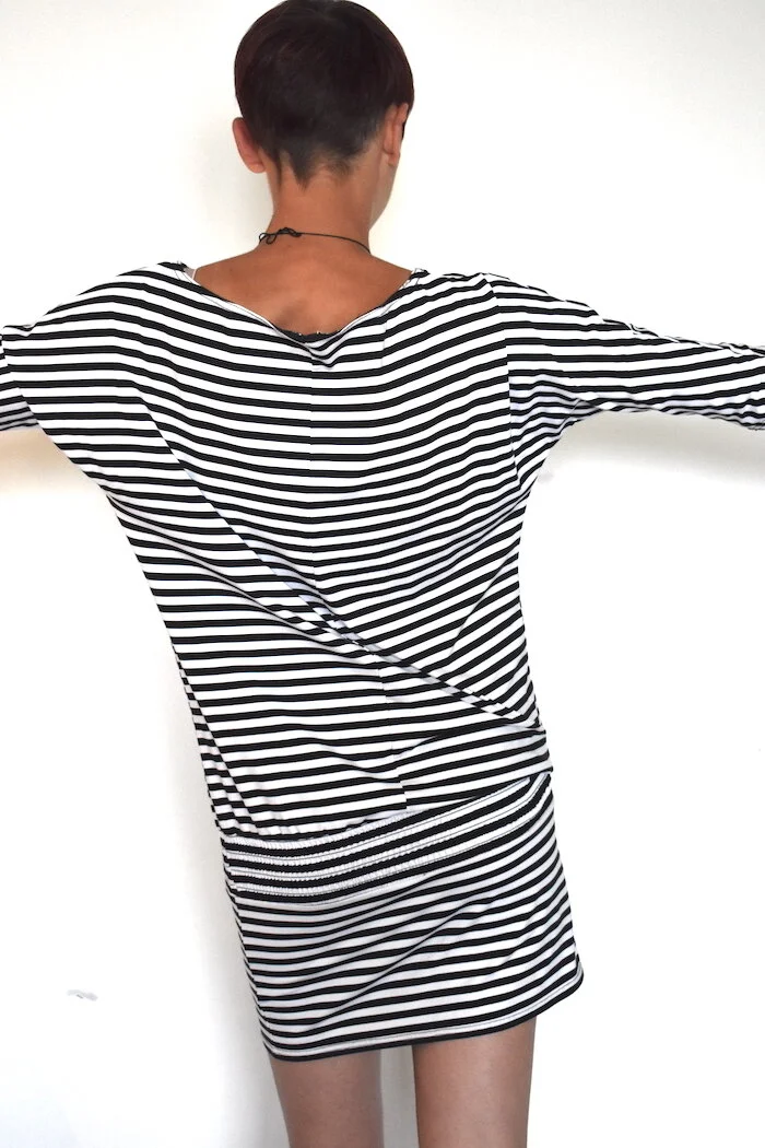 #4T STRIPED MONOCHROME DRESS