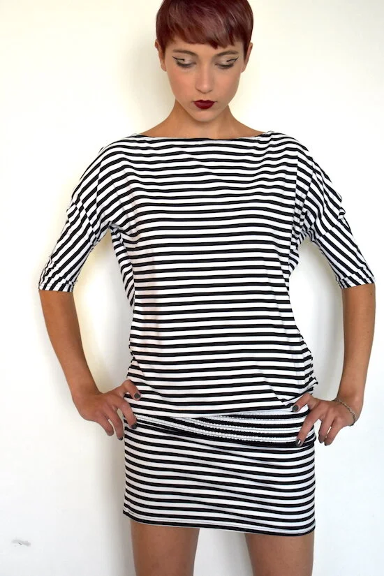 #4T STRIPED MONOCHROME DRESS