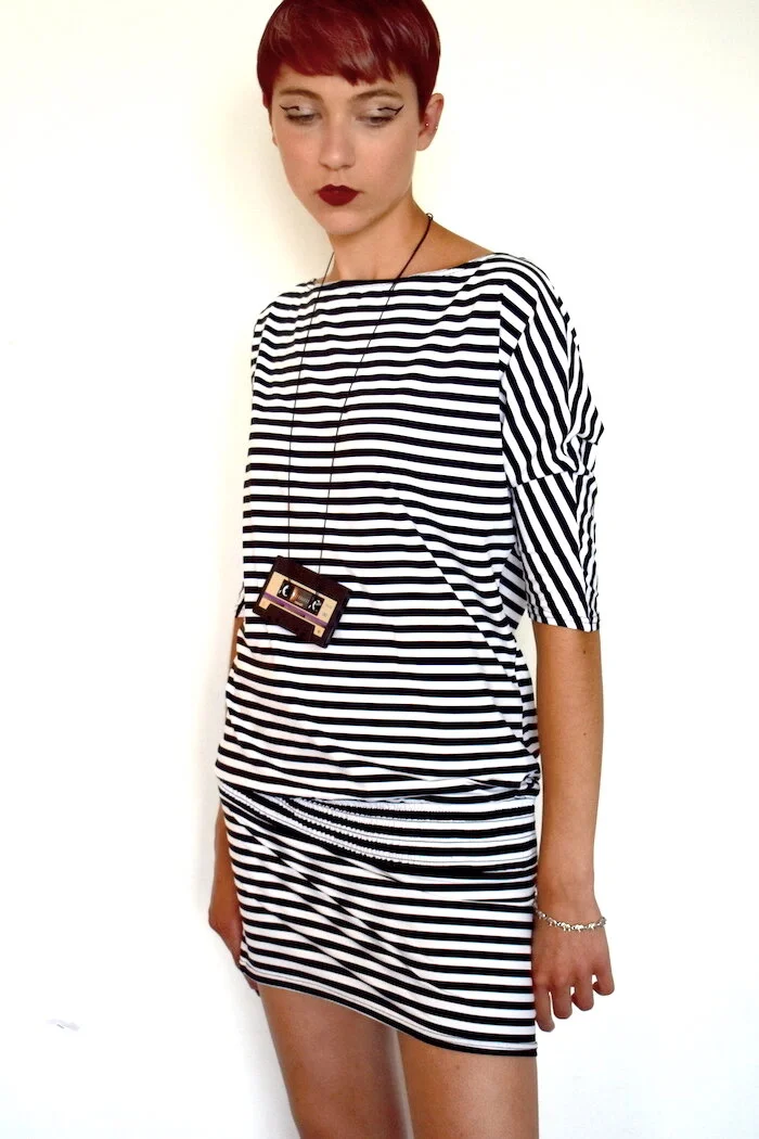 #4T STRIPED MONOCHROME DRESS