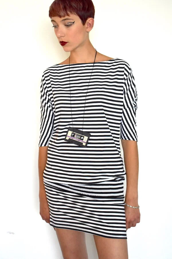 #4T STRIPED MONOCHROME DRESS