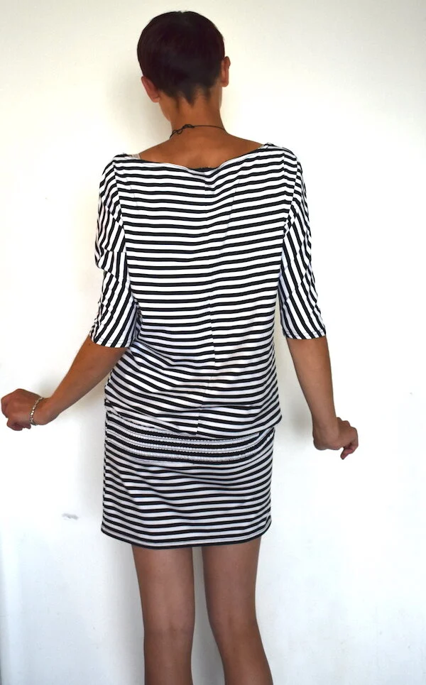 #4T STRIPED MONOCHROME DRESS
