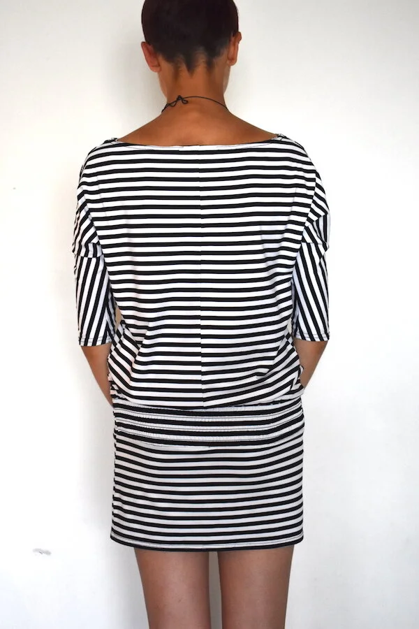 #4T STRIPED MONOCHROME DRESS