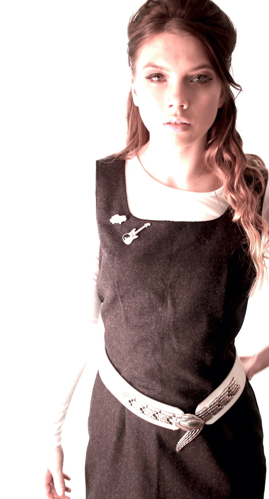 #25AW DARK GREY WOOL LINED PINAFORE DRESS