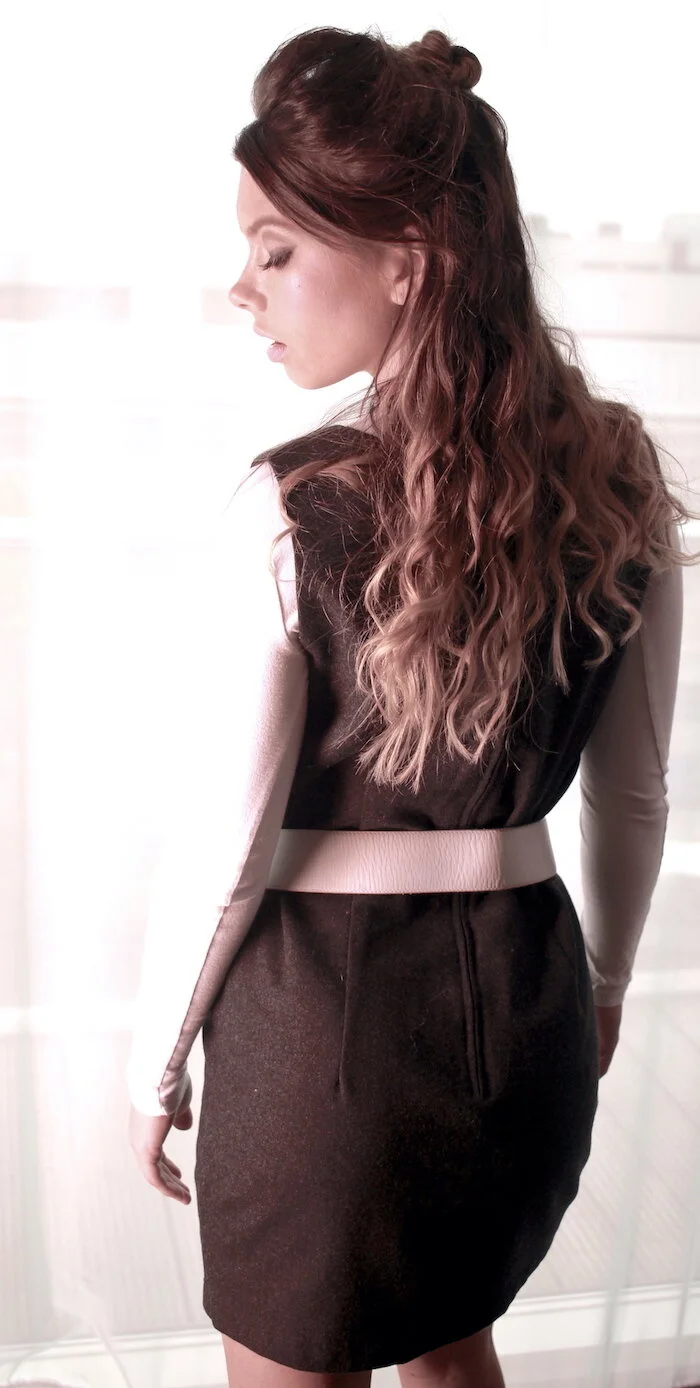 #25AW DARK GREY WOOL LINED PINAFORE DRESS