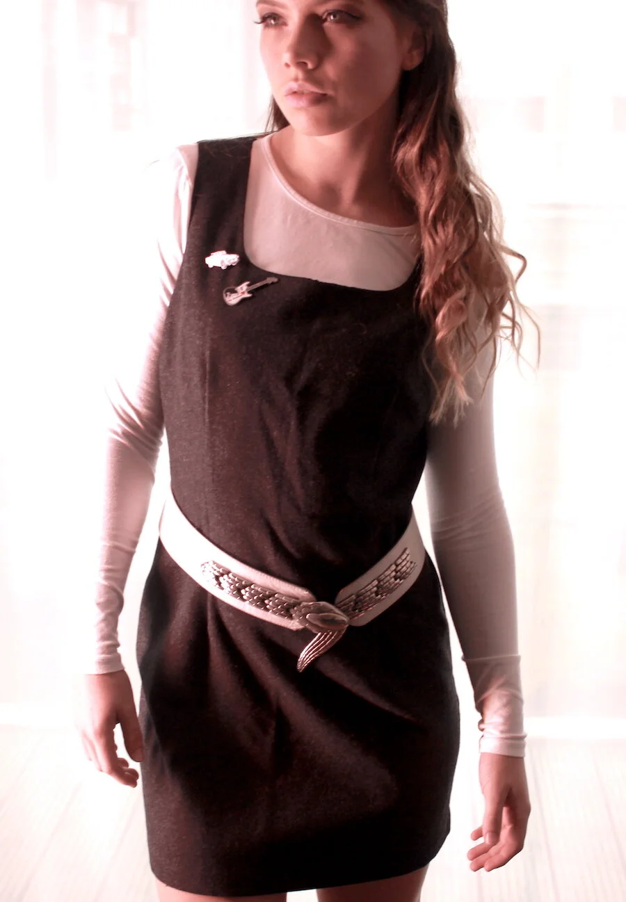 #25AW DARK GREY WOOL LINED PINAFORE DRESS