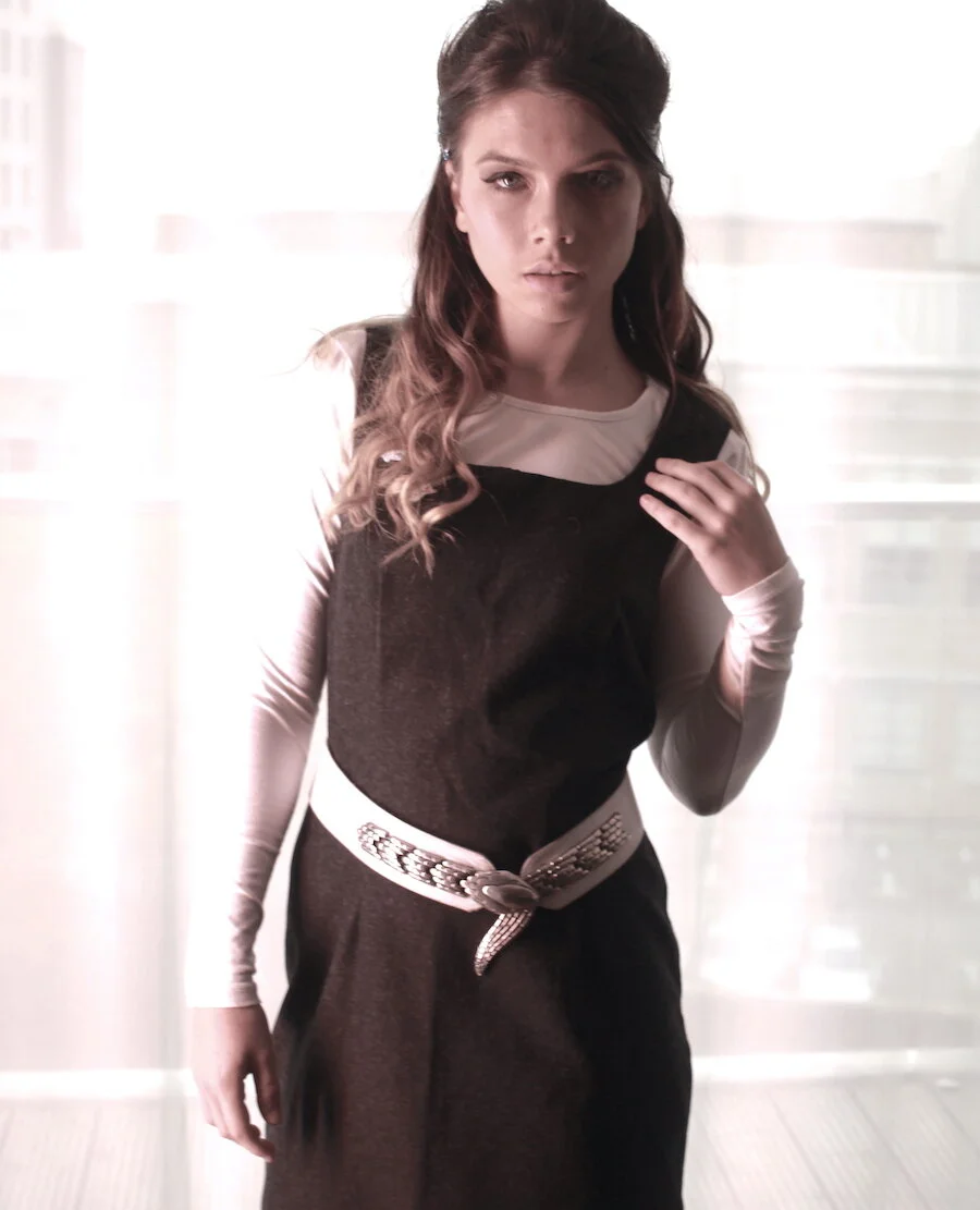 #25AW DARK GREY WOOL LINED PINAFORE DRESS