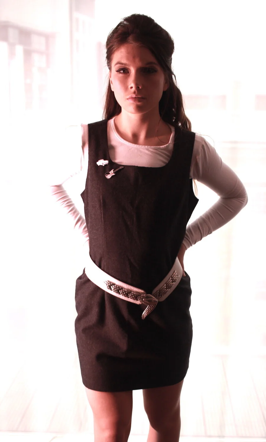 #25AW DARK GREY WOOL LINED PINAFORE DRESS