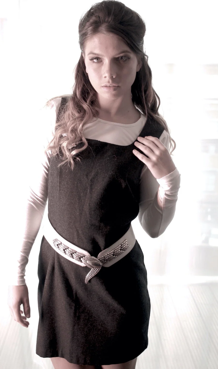 #25AW DARK GREY WOOL LINED PINAFORE DRESS