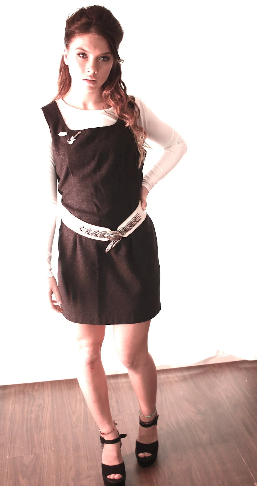 #25AW DARK GREY WOOL LINED PINAFORE DRESS