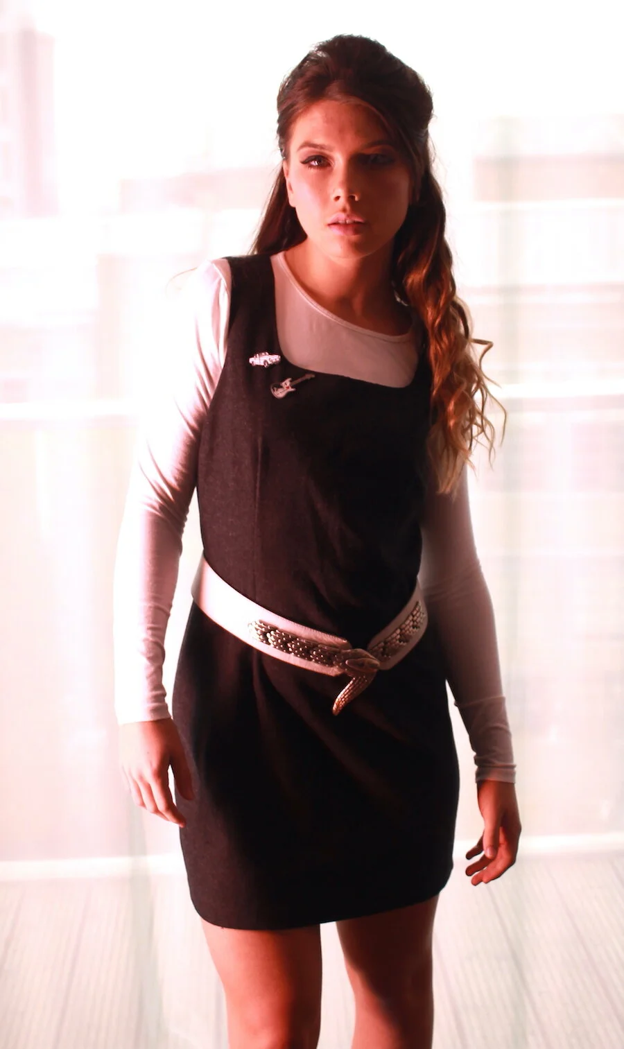 #25AW DARK GREY WOOL LINED PINAFORE DRESS