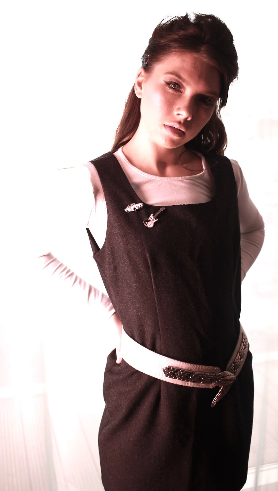 #25AW DARK GREY WOOL LINED PINAFORE DRESS