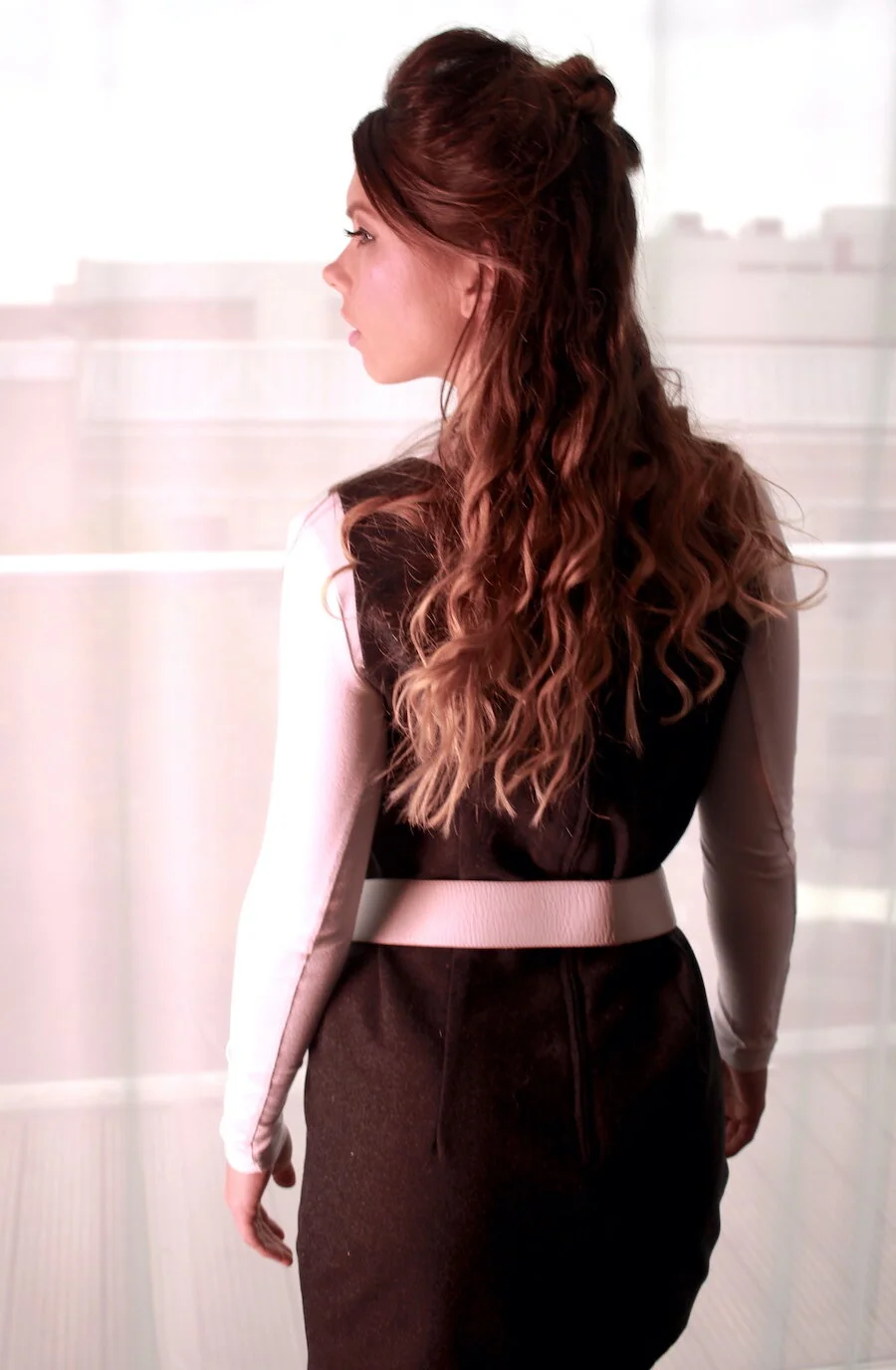 #25AW DARK GREY WOOL LINED PINAFORE DRESS