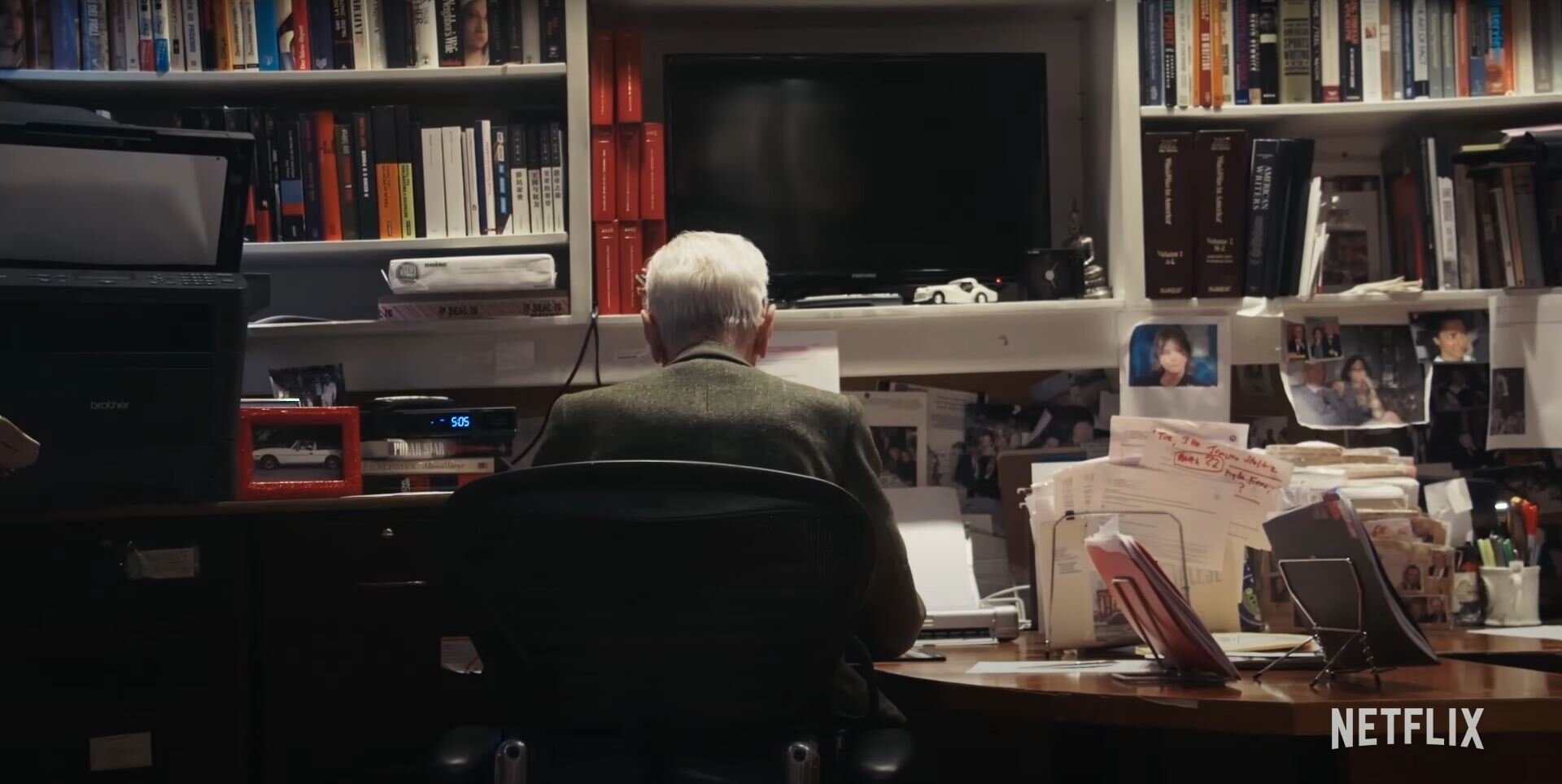  Frames from Netflix’s Documentary  Voyeur : Journalist Gay Talese at his desk. 