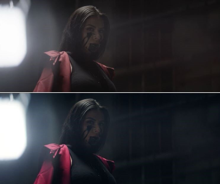  This photo shows the before and after of the post-production color correction we did. 