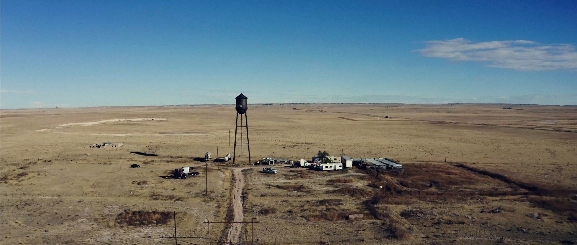 aerial view of a bare land at Colorado-Wyoming border
