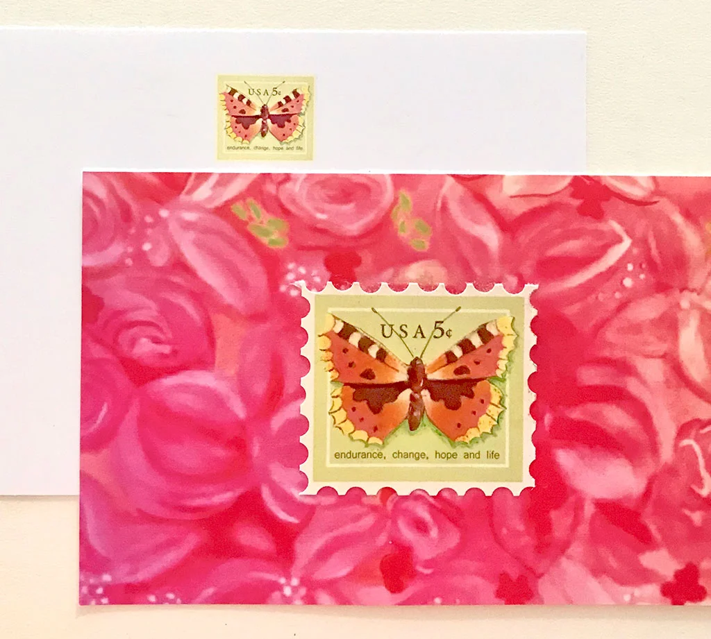 Butterfly Stamp Stationery Flat Cards 5"x7"