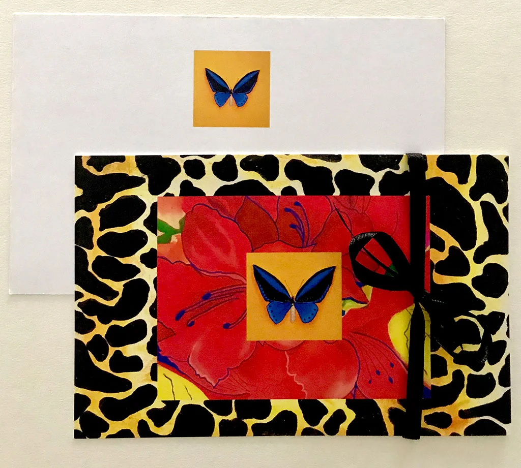 Cheetah Garden Stationery Flat Cards 5"x7"