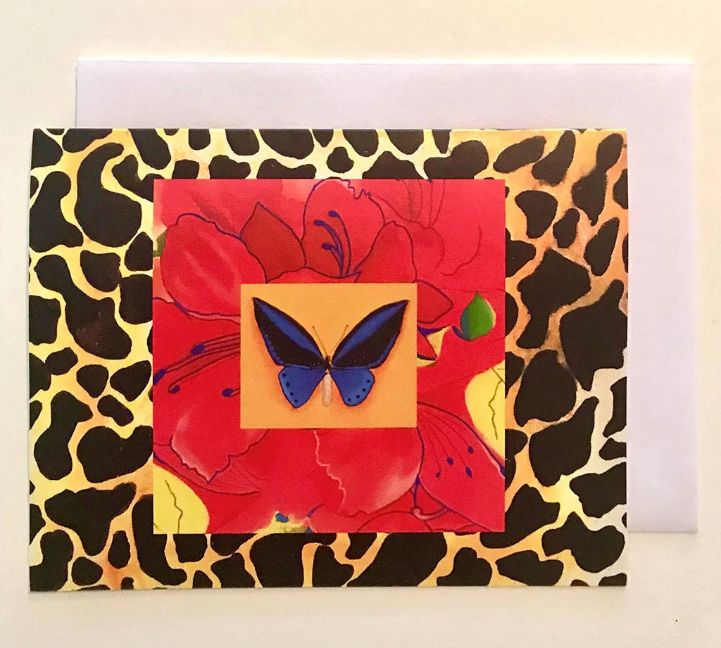 Cheetah Garden Note Card Folded 4.25"x5.5" - Single