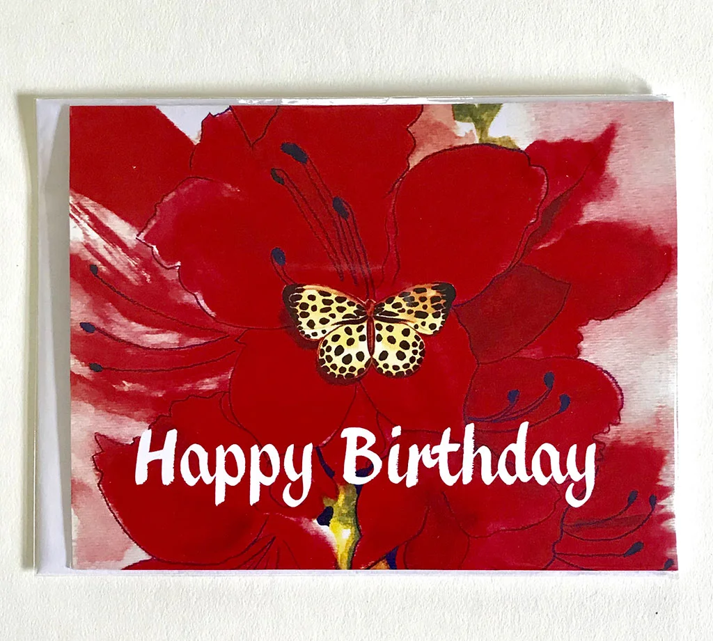 Azalea Greeting Card Folded 4.25"x5.5" - Happy Birthday