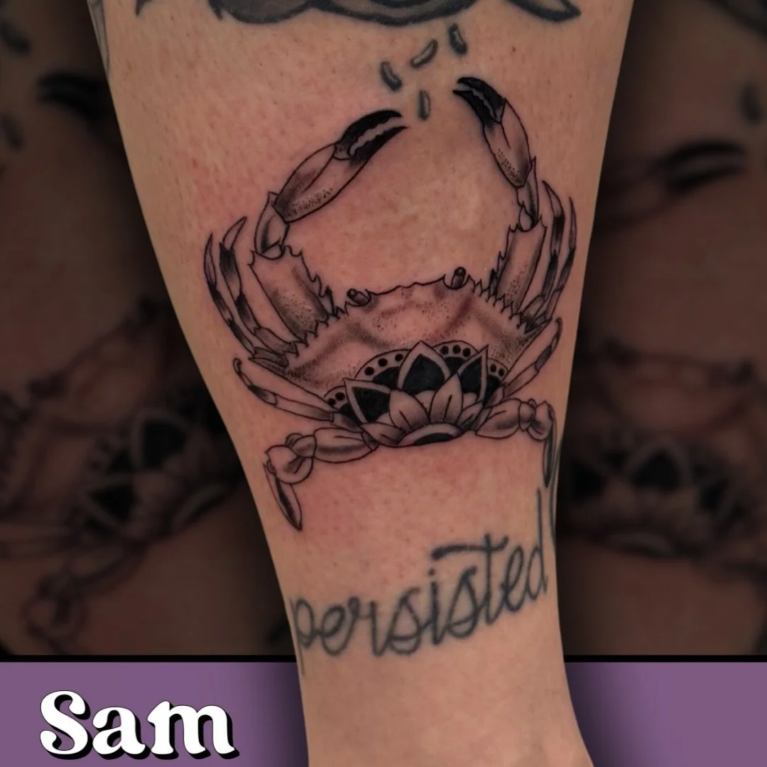Would you get a crab tattoo? 🦀 Because this custom piece by @samjadeink turned out 🔥
Follow for more tattoos and flash.
Booking: heidi@missheidistattoo.com or text 407-296-8860
.
.
.
#tattoo #tattooart #tattoos #inked #inklife  #customtattoo #crabt