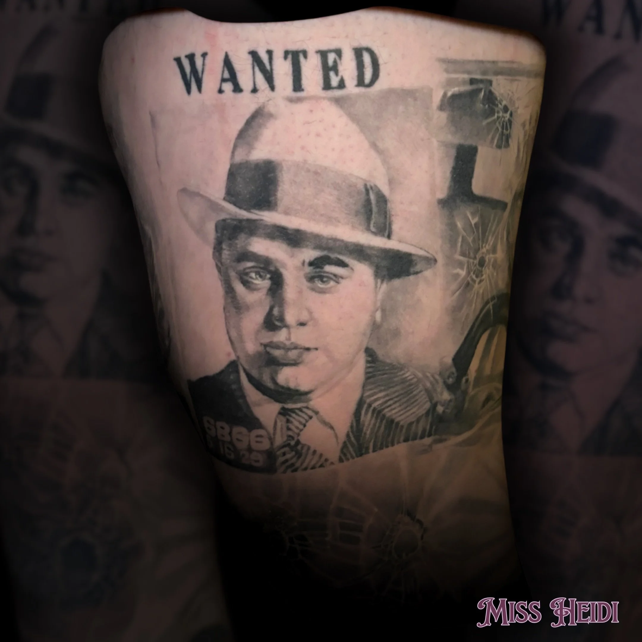 Dropping a healed shot of this Al Capone portrait done by Miss Heidi a couple of years ago. The shading has settled into the skin perfectly. It&rsquo;s a great example of why technical application matters for the long game. 

If you&rsquo;re looking 