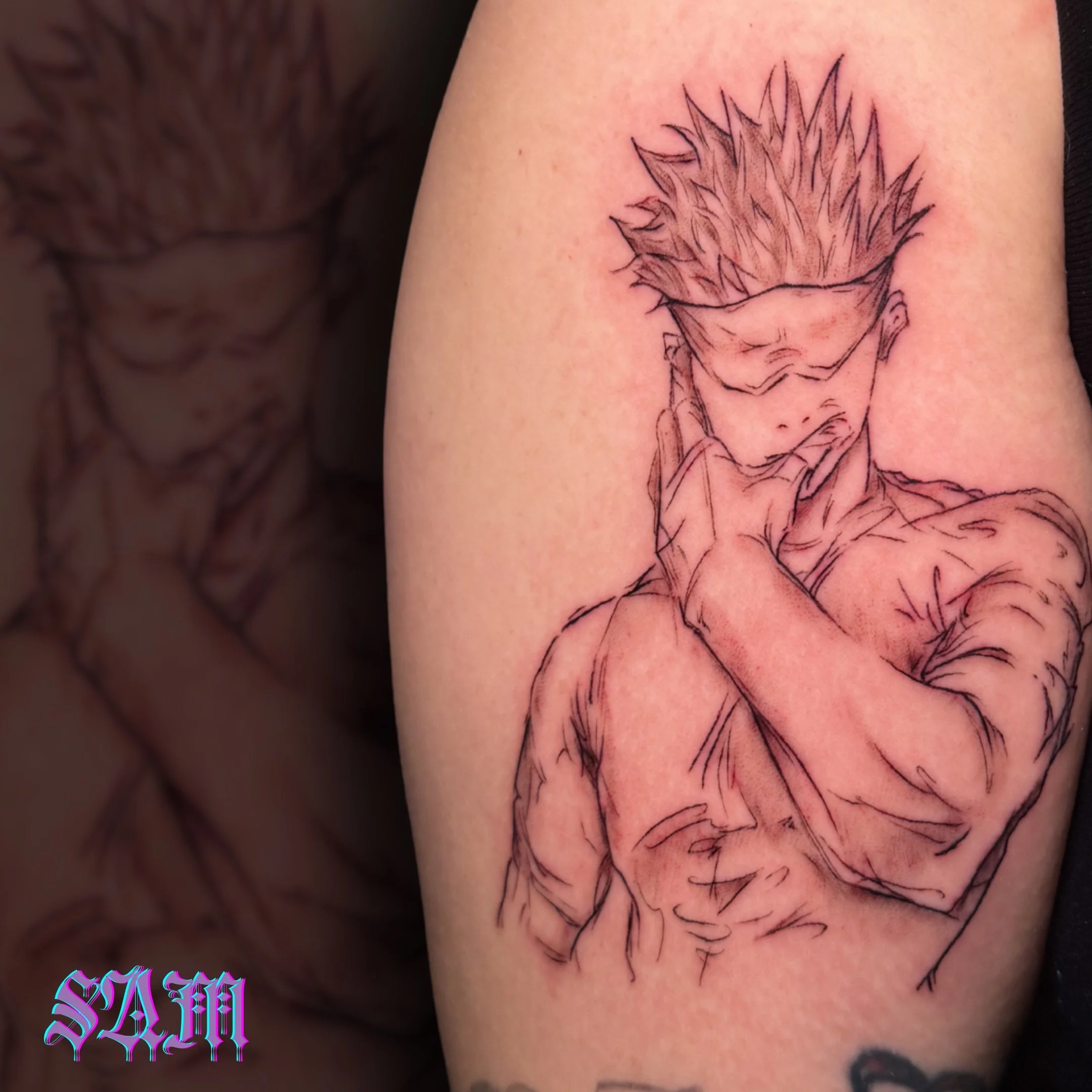 &ldquo;Throughout heaven and earth, I alone am the honored one.&rdquo; 
🤞 @samjadeink absolutely crushed the sketch-style linework on this Gojo piece
The raw, illustrative lines give it that perfect, motion-heavy manga panel aesthetic that looks so 