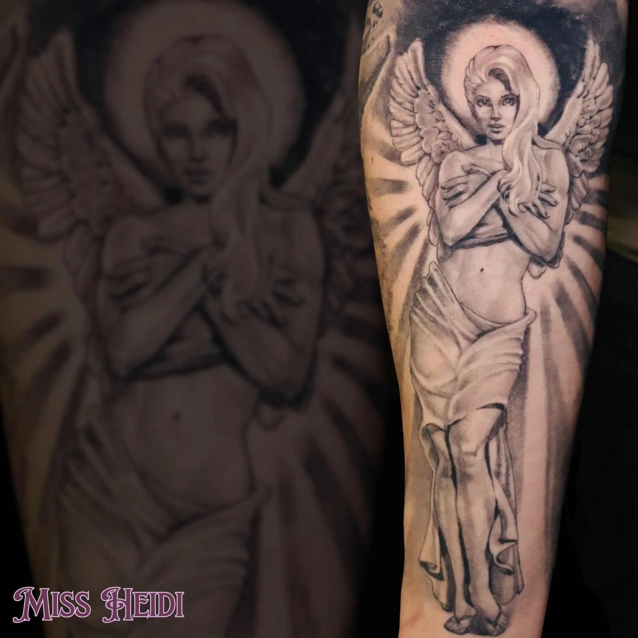 A completely healed and settled look at this stunning angel portrait by Miss Heidi . 

Heidi&rsquo;s schedule is filling up for the coming months, but we still have a few openings for custom realism pieces:
🔗 Link in Bio
📱Text/Call: (407) 296 8860
