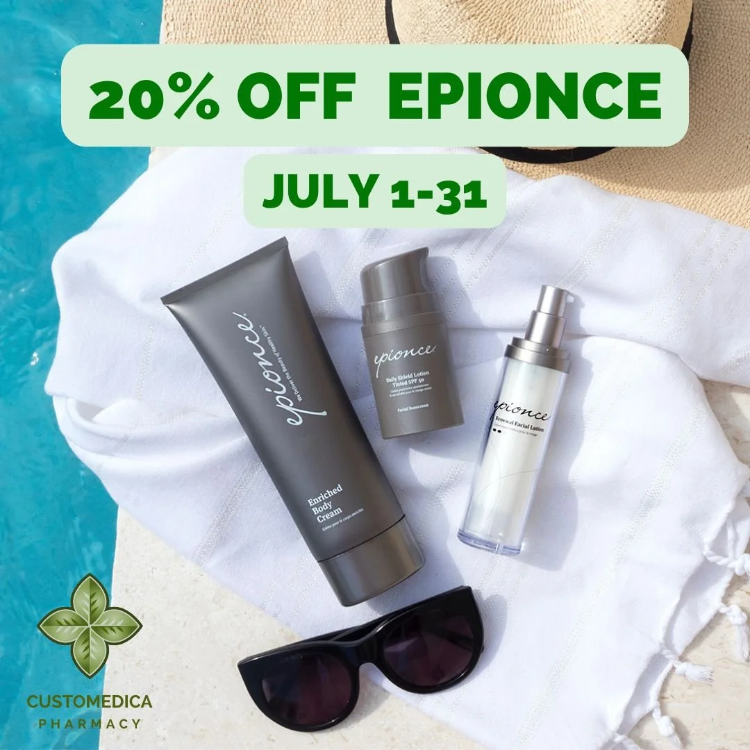 🌞Summer Epionce Sale at Customedica Pharmacy🌞

For the entire month of July, enjoy 20% off ALL Epionce products- designed to hydrate, protect, and illuminate your complexion. 

✨Because your skin deserves to glow all summer long✨