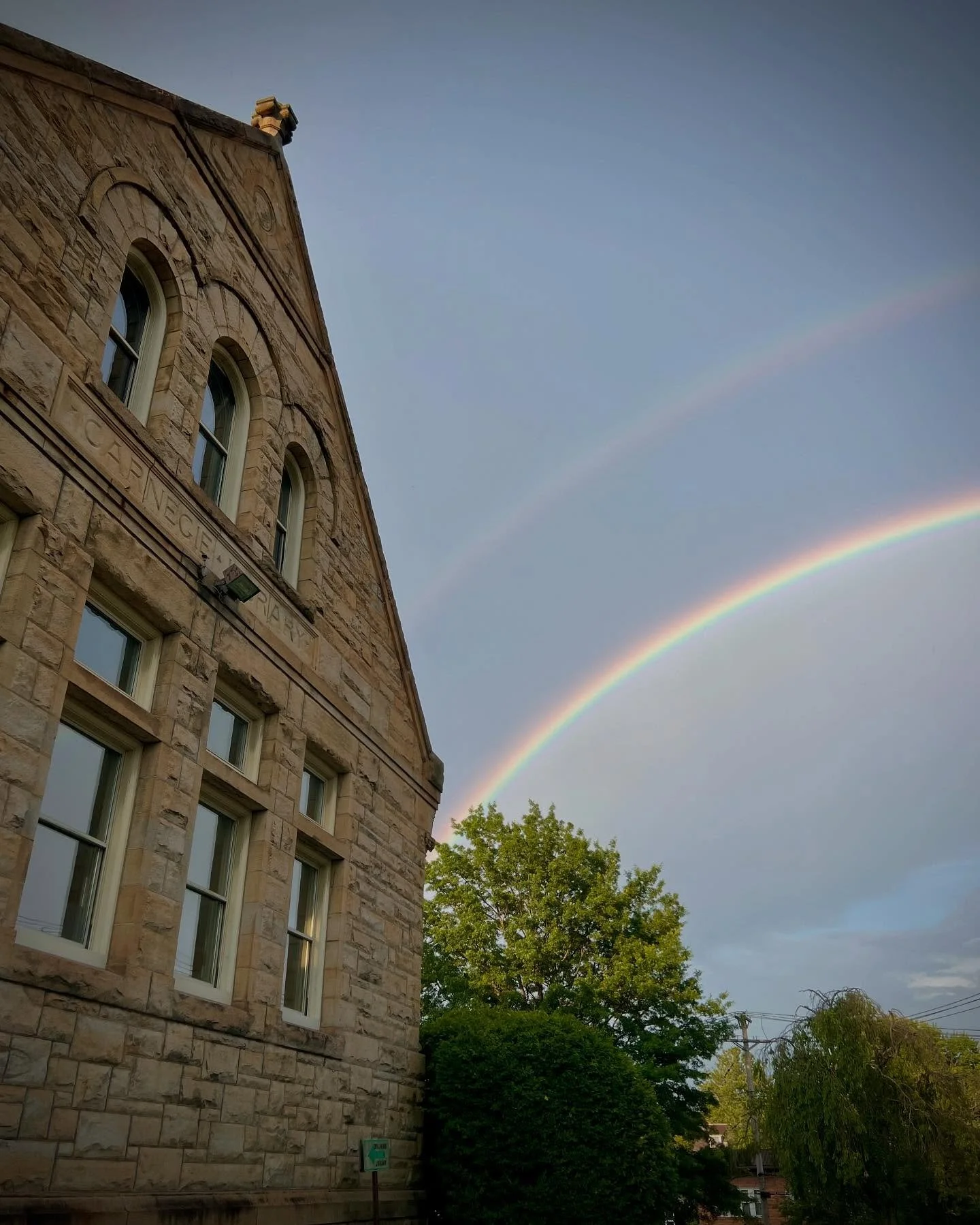 Double rainbow over @mckeesportlibrary this evening. I hope you saw it. 🌈 🌈

#mckeesport #librariesofinstagram