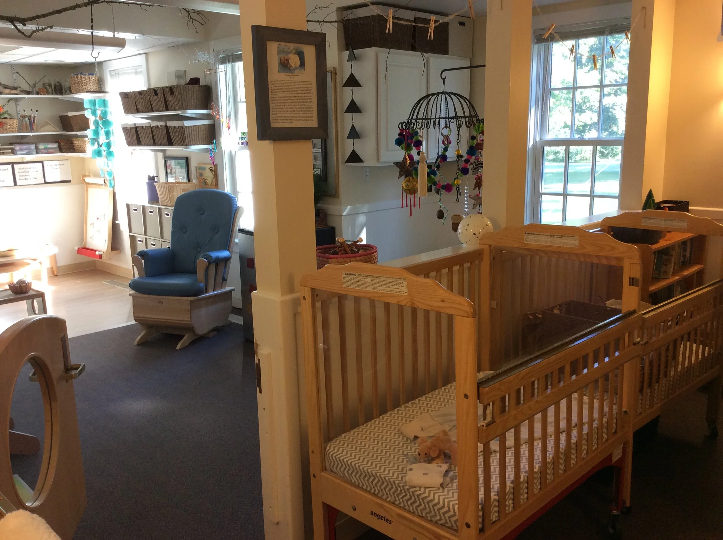 View from the crib space into the Seedling classroom