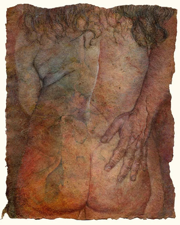 Leaf-shadowed standing couple