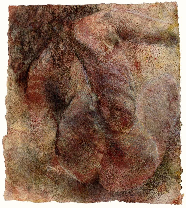 Crouching figure, leaning forward