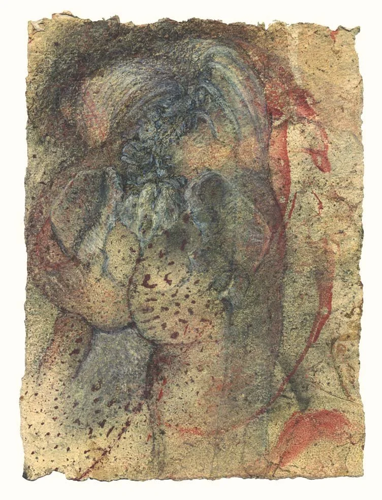 Bending figure with visible skeleton