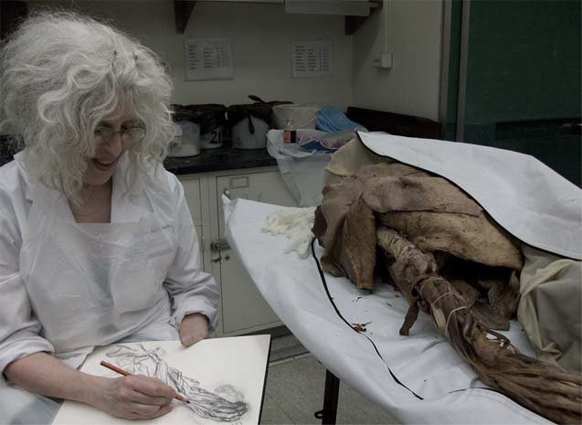 drawing from a cadaver in the Anatomy Lab