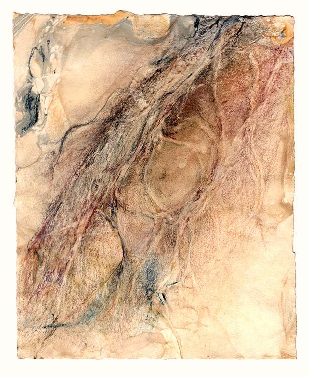  Cord + sympathetic chain (blue-brown), 10 x 8 in. on Twinrocker Rotunda, 2025 