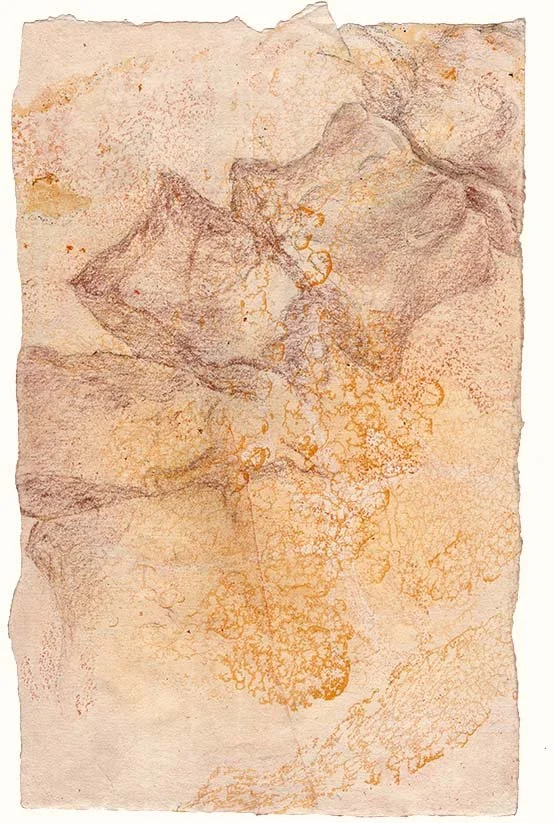  Cord in canal (netted gold), 11+ x 7 in., Twinrocker Yale laid, 2024 