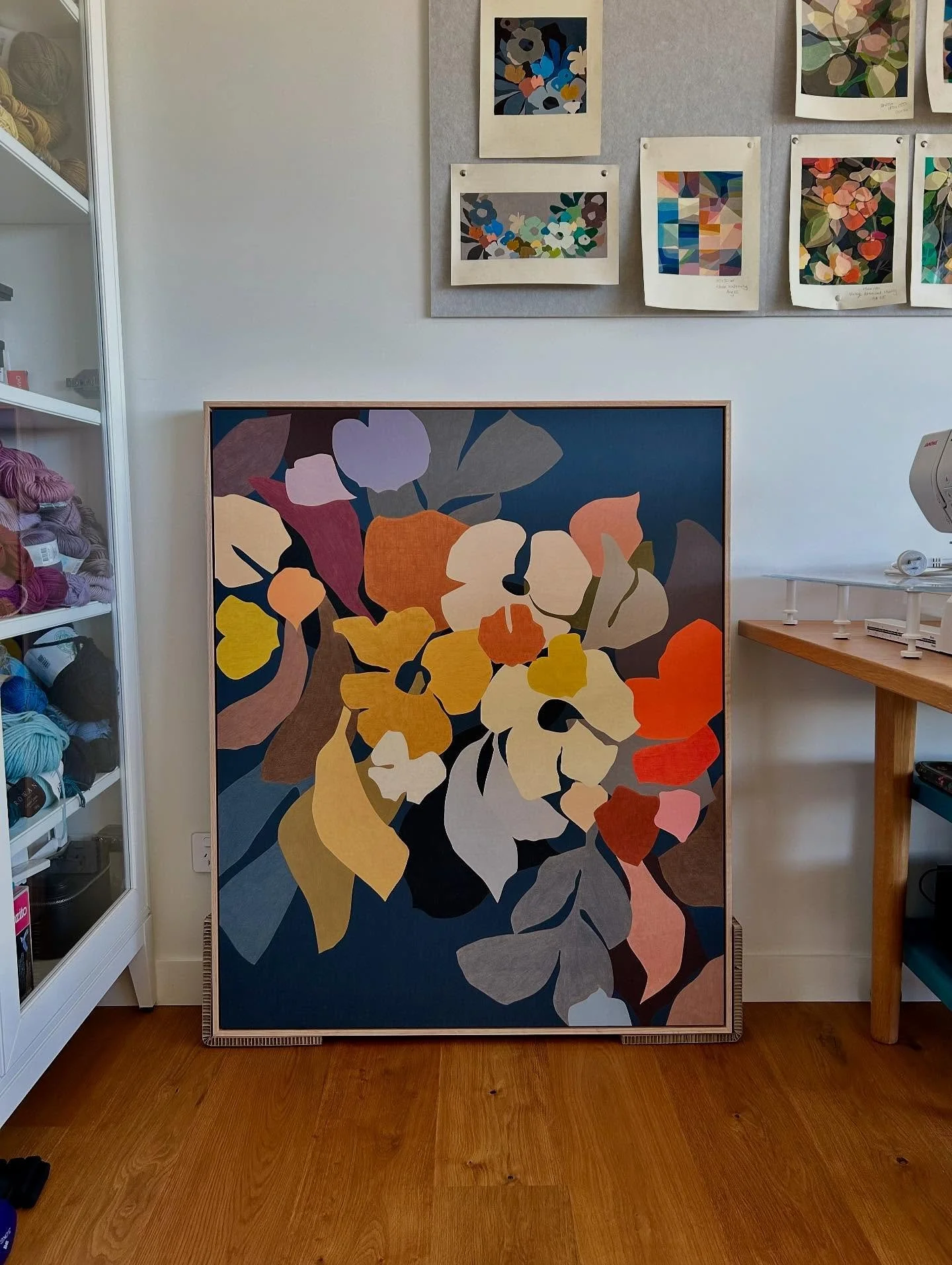 Time to pack her up&hellip;.. I love having my latest artworks hanging around my studio before they head off to new homes and galleries. When the time comes it&rsquo;s like seeing off an old friend. 
I keep all my paper minis up on my pinboard like a