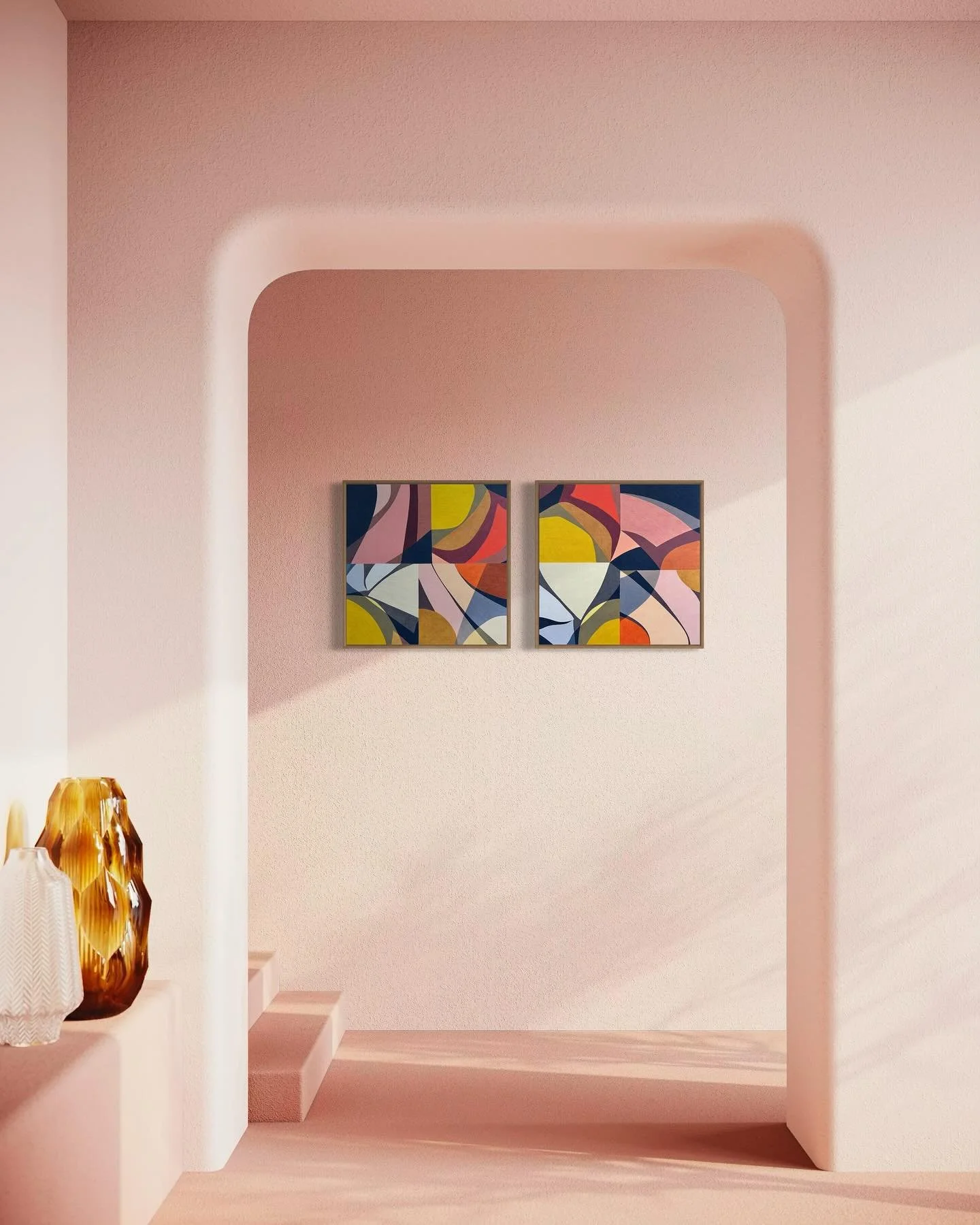 These two artworks have amazing energy together but just as beautiful individually. The power of shape and form is so incredible to me, endless possibilities. 

These artworks are now available @thegalleryperegianbeach 
Building Composition 1 &amp; 2